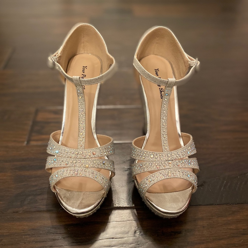 Sparkly Silver Wedges